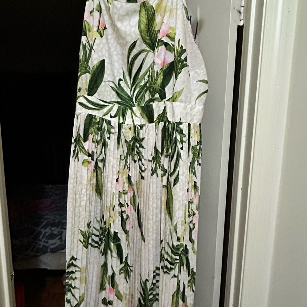 Mlle Gabrielle White and Green Maxi Dress